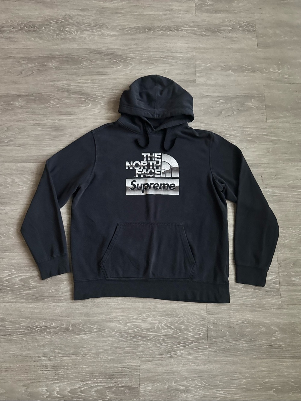 The North Face x Supreme Black Pullover Hoodie with Metallic Logo